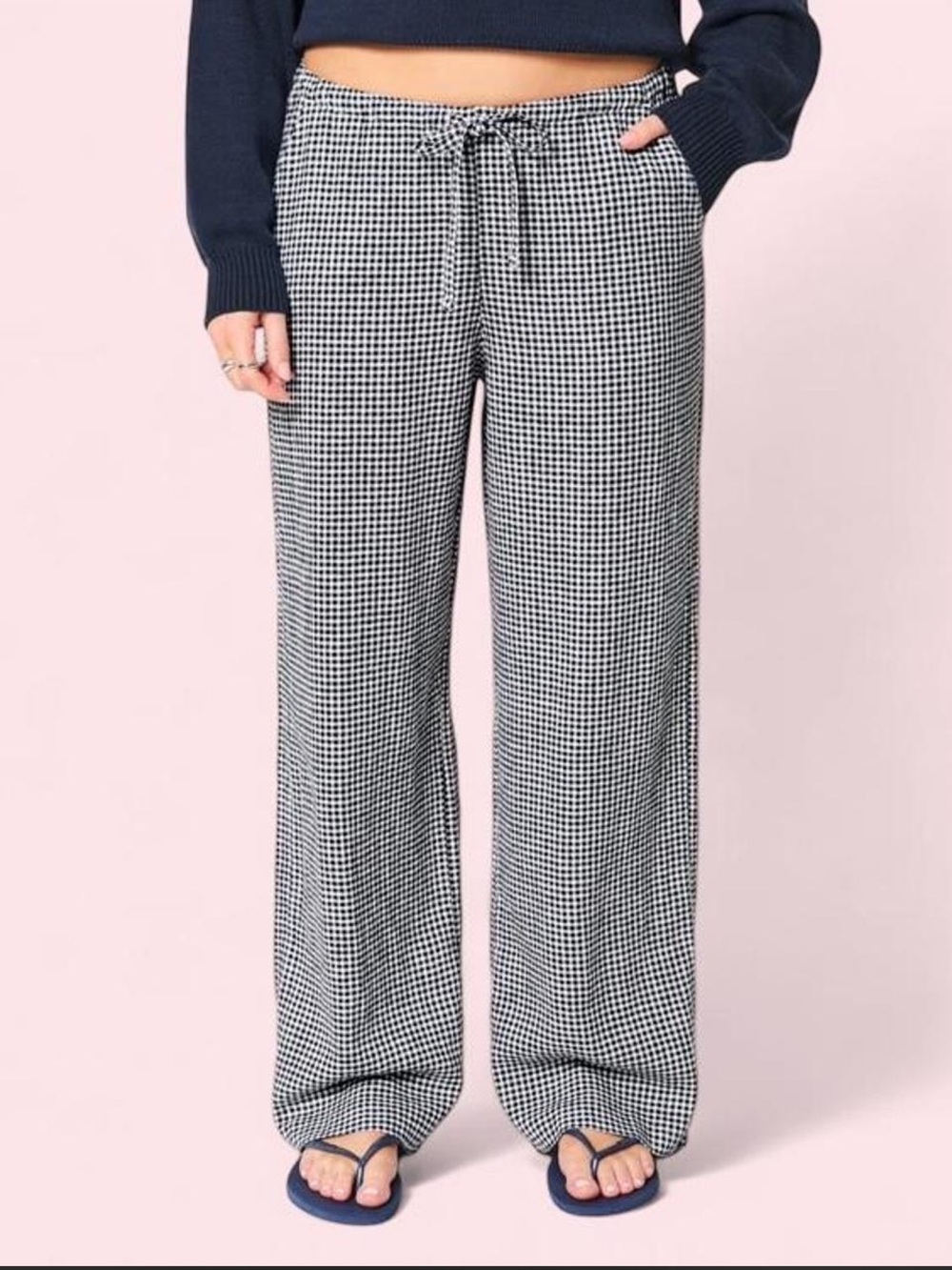Linen Blend Pull-on Baggy Pants